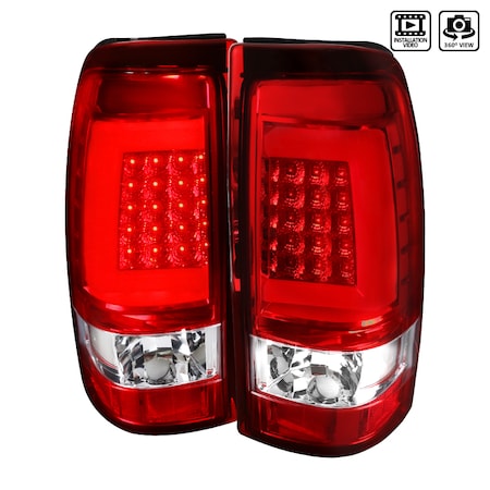 Spec-D Tuning 03-07 Chevrolet Silverado LED Bar Tail Lights- Red LT-SIV03RLED-G2-TM